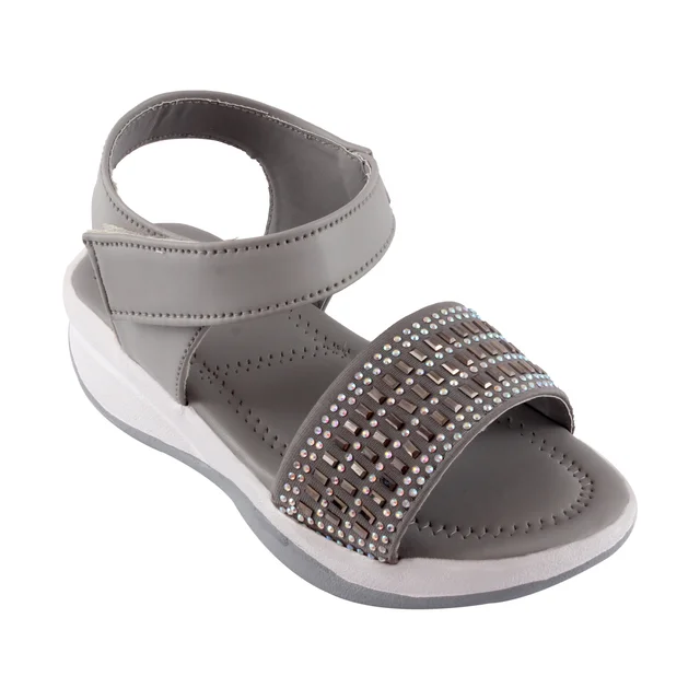 Stepee Grey Kids sandal with siroski 8 Pair set - Grey