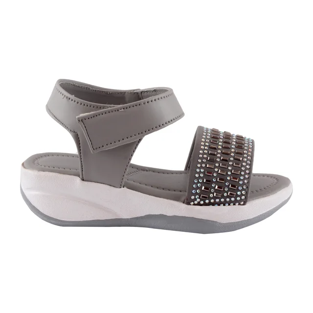 Stepee Grey Kids sandal with siroski 8 Pair set - Grey