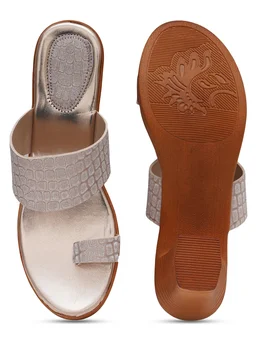 Stepee Rose Gold Fancy Angutha slipper - 6 Pair set - Rose Gold