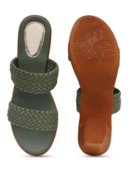 Stepee Olive green Casual heel slipper 6 pair set - Olive green