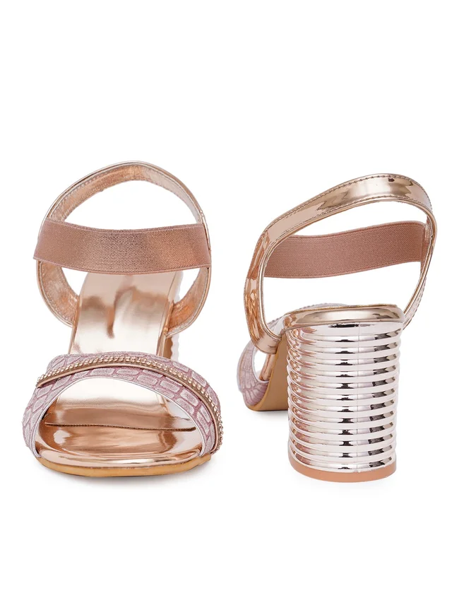 Stepee Rose Gold partywear Bridal heels 6 pair set - Rose Fog