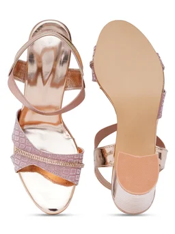 Stepee Rose Gold partywear Bridal heels 6 pair set - Rose Fog