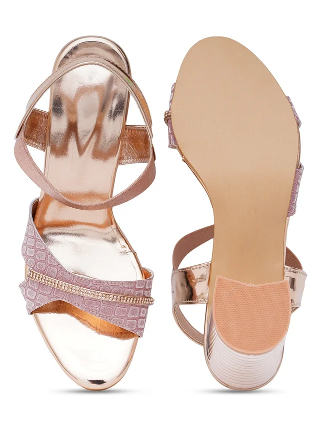 Stepee Rose Gold partywear Bridal heels 6 pair set - Rose Fog