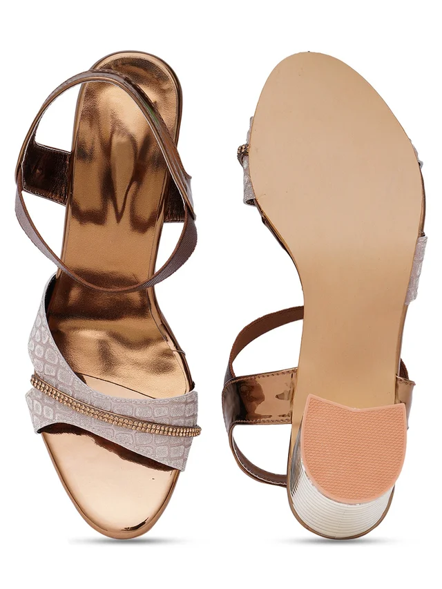 Stepee Copper partywear Bridal heels 6 pair set - Antique