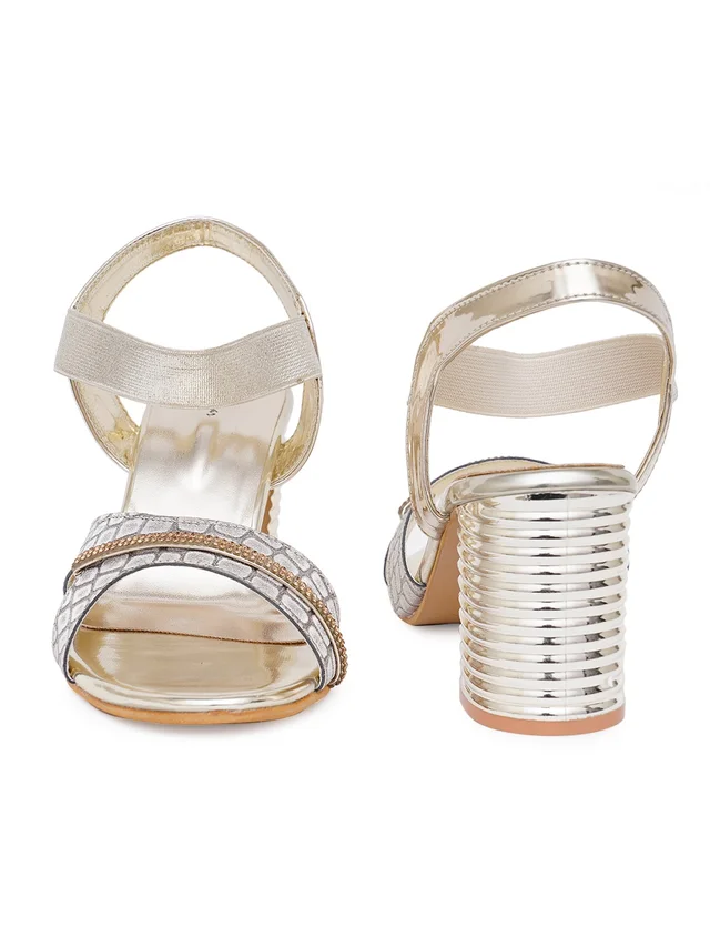Stepee Golden partywear Bridal heels 6 pair set - Golden