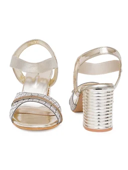 Stepee Golden partywear Bridal heels 6 pair set - Golden