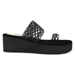 Stepee Black Bunai Rubber Gola Slipper- 6 Pair Set - Black