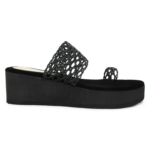 Stepee Black Bunai Rubber Gola Slipper- 6 Pair Set - Black