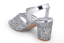 Stepee Silver 2 inch heel fancy party wear sandal 6 Pair set - Silver