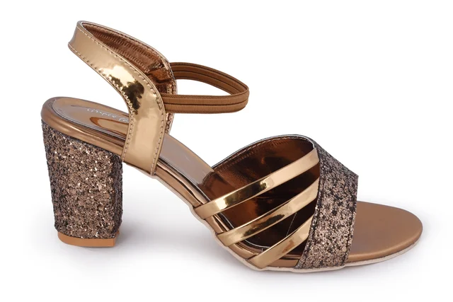Stepee Coppe r 2 inch heel fancy party wear sandal 6 Pair set - Antique