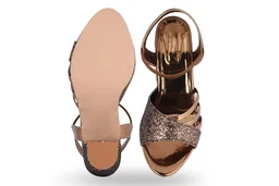 Stepee Coppe r 2 inch heel fancy party wear sandal 6 Pair set - Antique