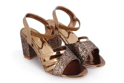 Stepee Coppe r 2 inch heel fancy party wear sandal 6 Pair set - Antique