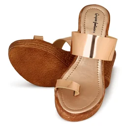 Stepee Platform weges Rose gold slipper for women - 6 Pair set - Golden Sand