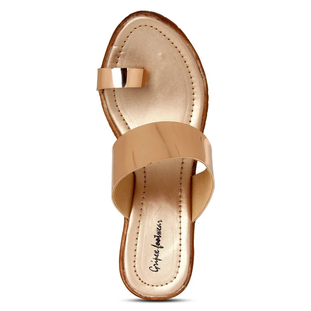Stepee Platform weges Rose gold slipper for women - 6 Pair set - Golden Sand