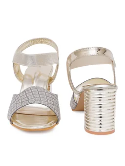 Stepee Golden partywear Bridal heels 6 pair set - Gold