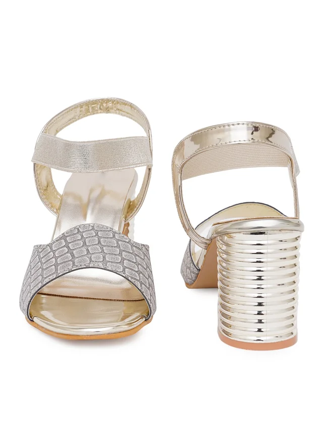 Stepee Golden partywear Bridal heels 6 pair set - Gold