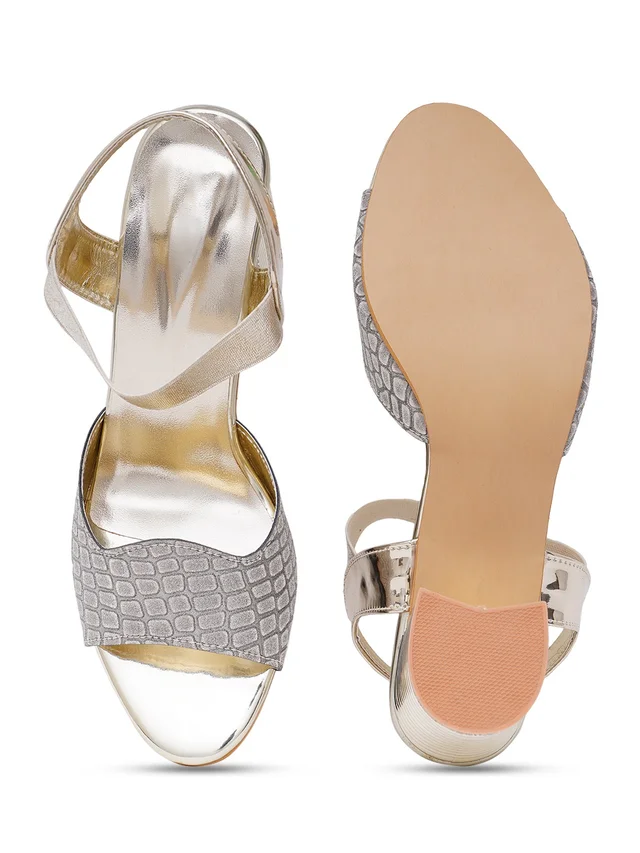 Stepee Golden partywear Bridal heels 6 pair set - Gold