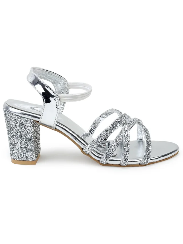 Stepee Heel Sandal -6 Pair Set - Silver