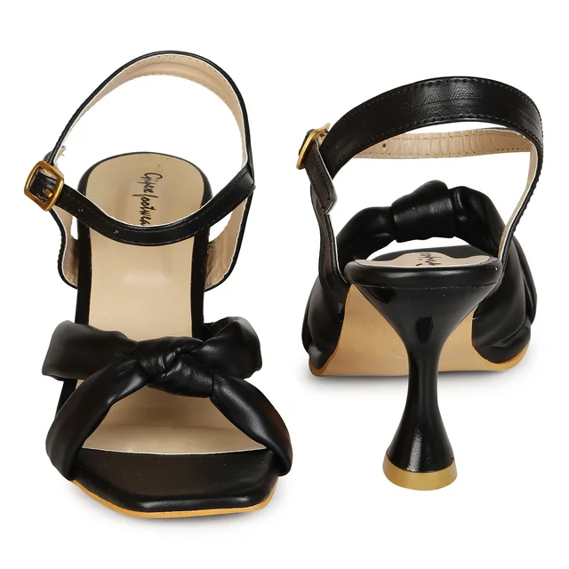 Stepee Women Classy Black Heel sandals- 6 Pair set. - Black