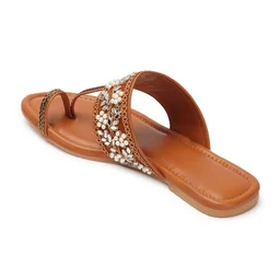 Flat imported patta slippers - Tan