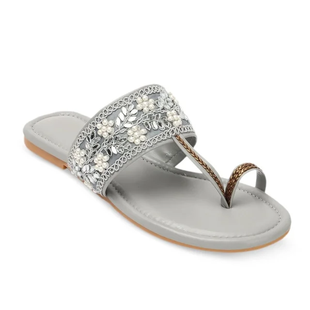 Flat imported patta slippers - Grey