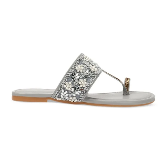 Flat imported patta slippers - Grey