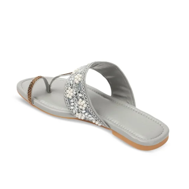 Flat imported patta slippers - Grey