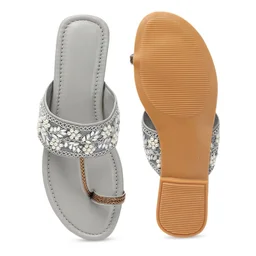 Flat imported patta slippers - Grey