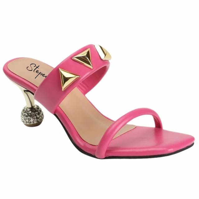 Smart wear New diamond cut heel slippers for women - Pink