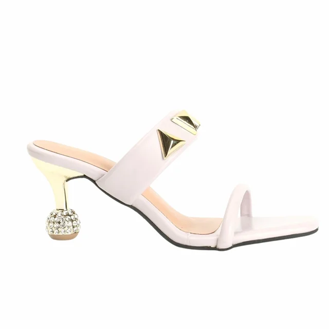 Smart wear New diamond cut heel slippers for women - Lavender Cream
