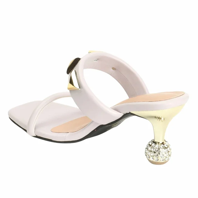 Smart wear New diamond cut heel slippers for women - Lavender Cream