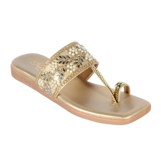Soft padding Slippers kulapuri style - Golden