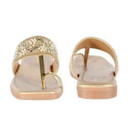 Soft padding Slippers kulapuri style - Golden