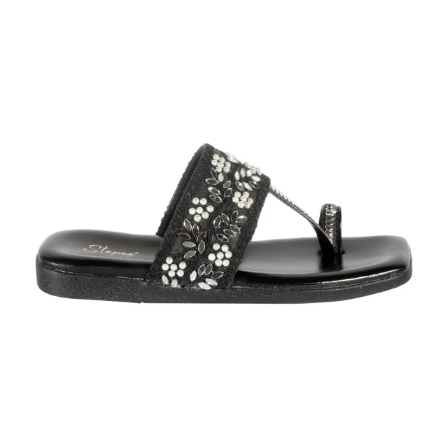 Soft padding Slippers kulapuri style - Black