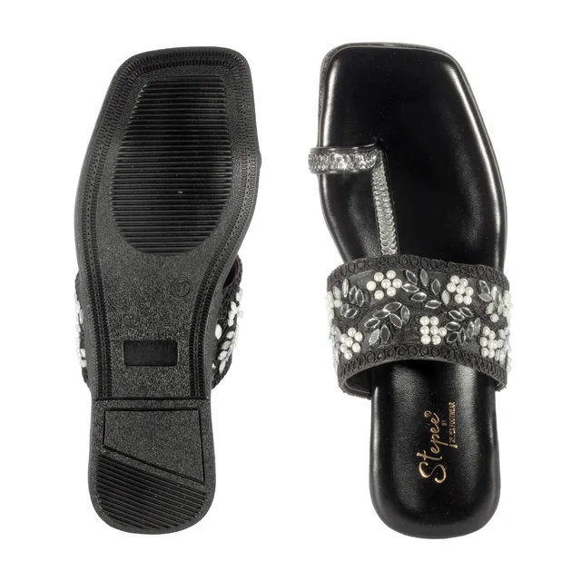 Soft padding Slippers kulapuri style - Black