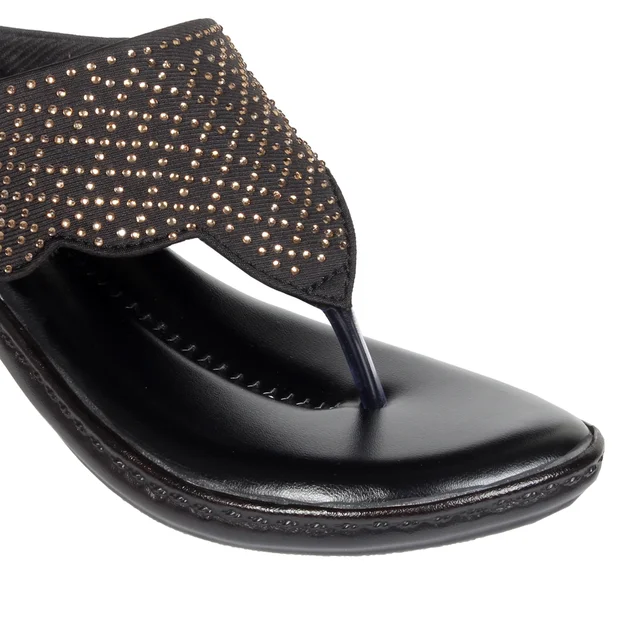 Siroski with soft padding comfort slippers for women - Black
