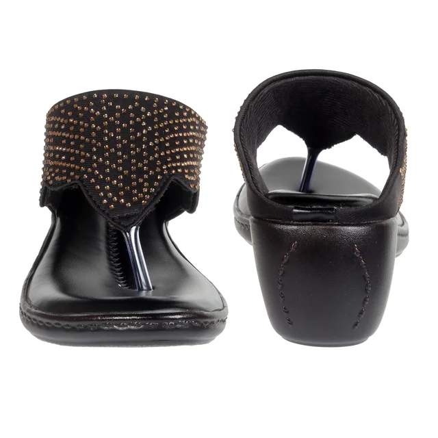 Siroski with soft padding comfort slippers for women - Black