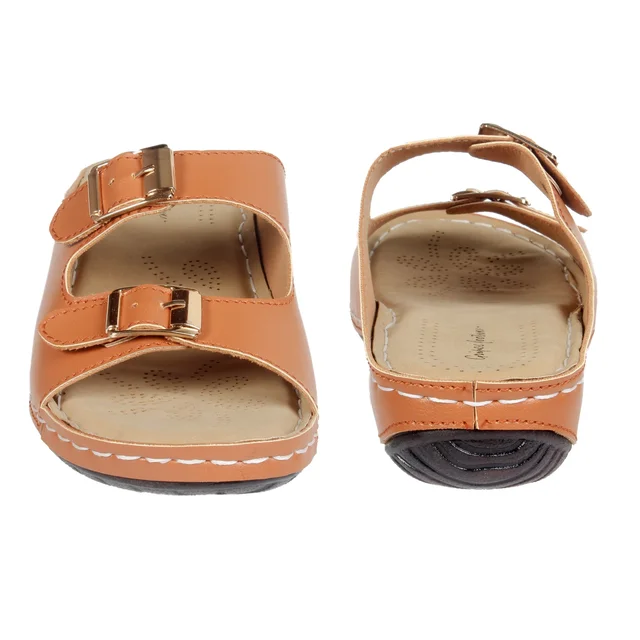 Doctor Slipper wityh Double buckle style for women - Tan