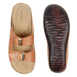 Doctor Slipper wityh Double buckle style for women - Tan