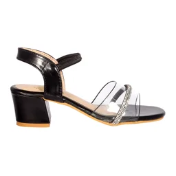 Kids heel sandals for partywear. - Black
