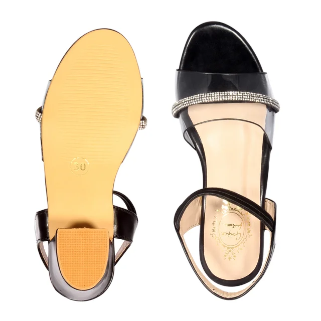 Kids heel sandals for partywear. - Black
