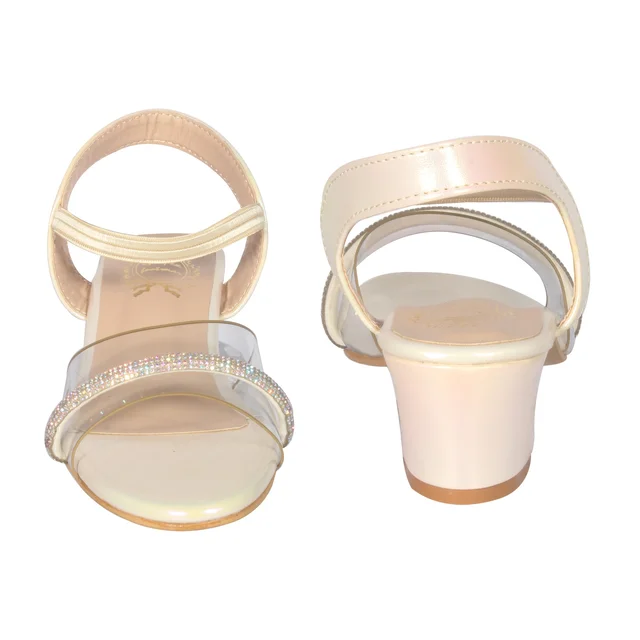 Kids heel sandals for partywear. - Cream gold