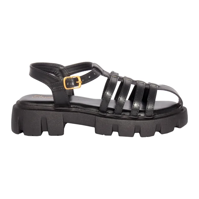 Prada style Flat sandal for women with soft padding - Black