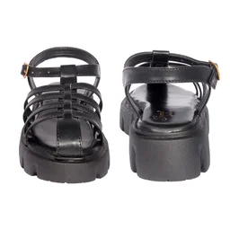 Prada style Flat sandal for women with soft padding - Black