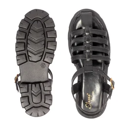 Prada style Flat sandal for women with soft padding - Black
