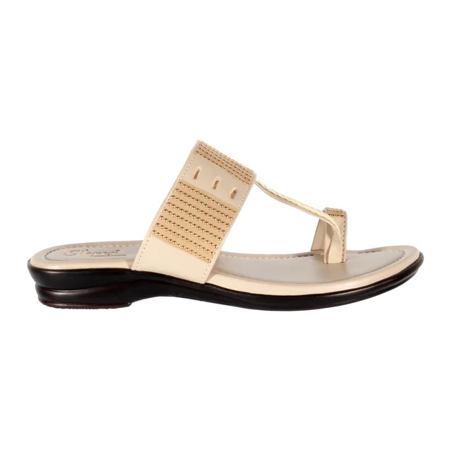 Women smart casual wear slippers - Cream