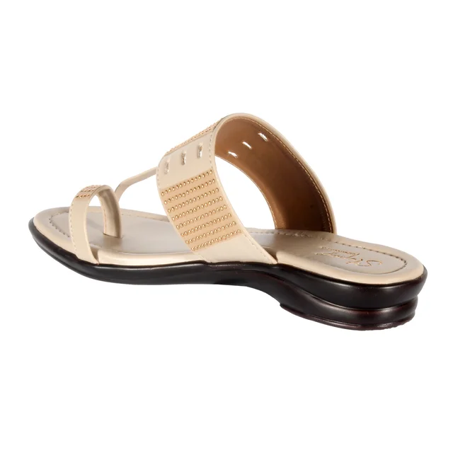 Women smart casual wear slippers - Cream