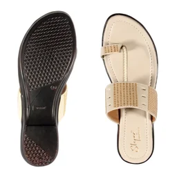 Women smart casual wear slippers - Cream