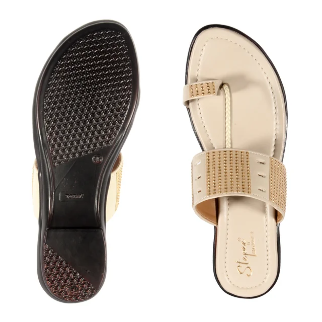 Women smart casual wear slippers - Cream