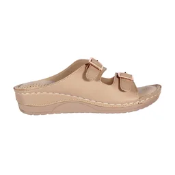 Stepee Double buckle Doctor slippers with Airmax sole - Beige